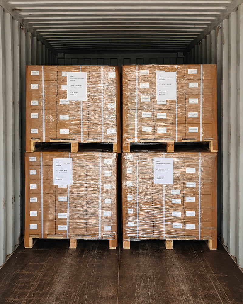 Palletised cargo occupying part of a shipping container
