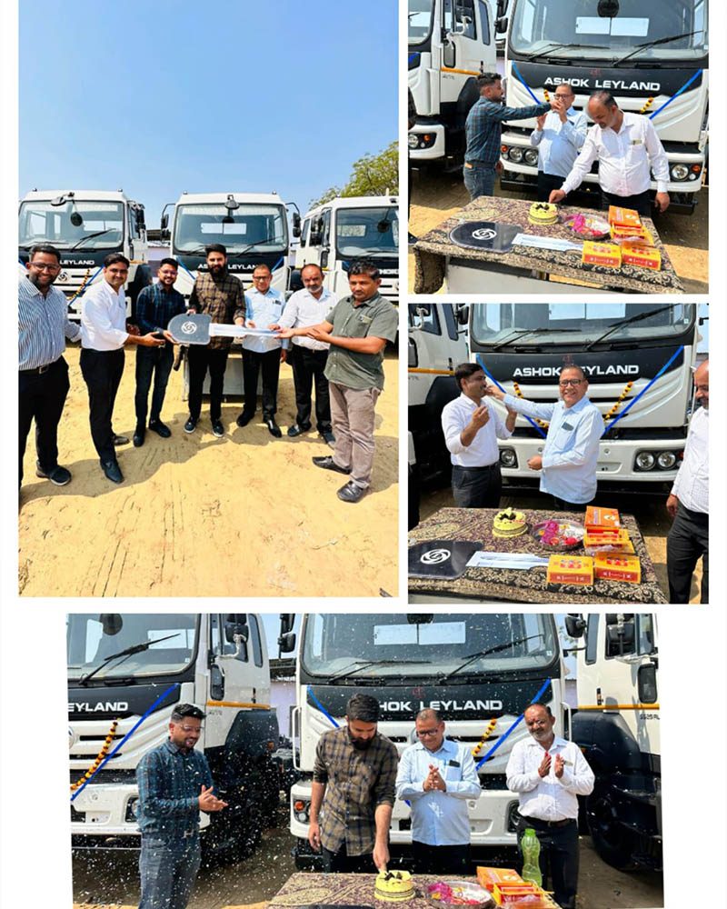 Company team at a commercial vehicle handover